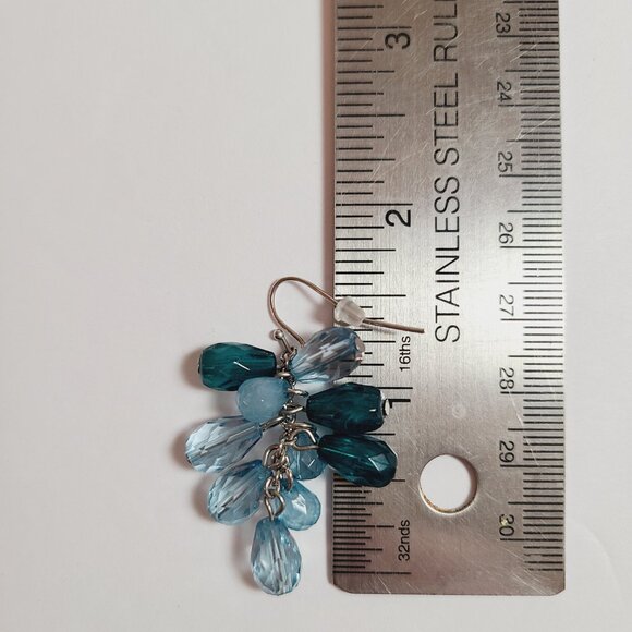 Blue Beaded Dangle Earrings - Picture 3 of 3